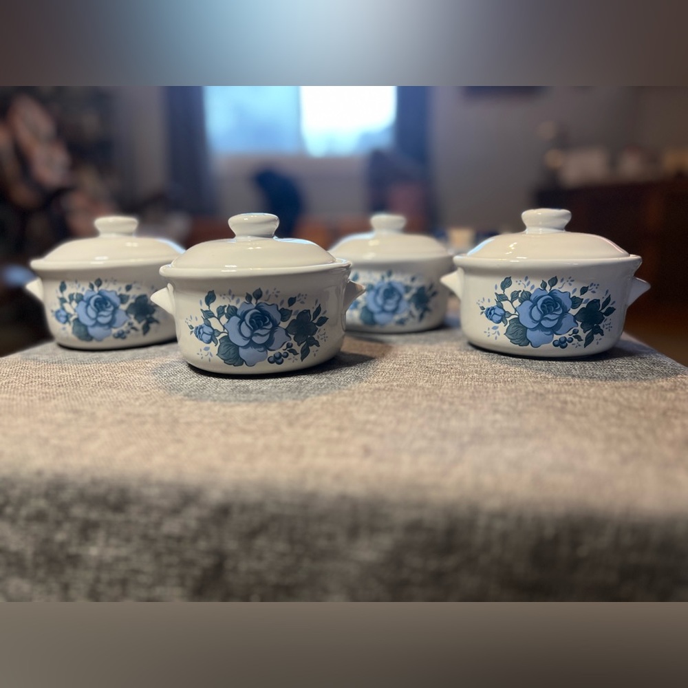 Blue Velvet Collections by Corning (4 Soup Bowls w/Lids) Jay Import Co